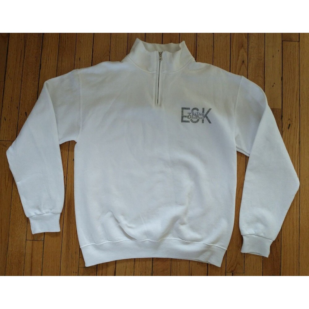 Jerzees NuBlend Sweatshirt M White 1/4 Zip 3Sixteen ESK Nineteen Celebration